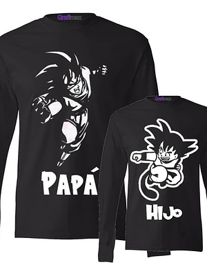 Pack Polera Manga larga  Papá Hijo Dbz Día Del Padre - Grafimax