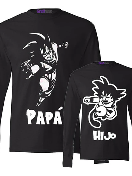 Pack Ml Polera Goku Papá Hijo Anime Familia Grafimax 1