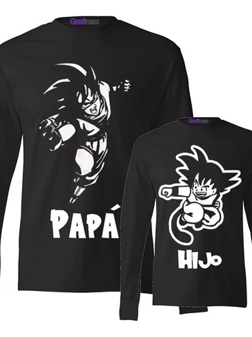 Pack Ml Polera Goku Papá Hijo Anime Familia Grafimax 1