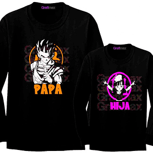 Pack Polera Ml Gohan Pan Papá E Hija Anime Familia Grafimax