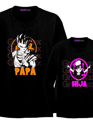 Pack Polera Ml Gohan Pan Papá E Hija Anime Familia Grafimax