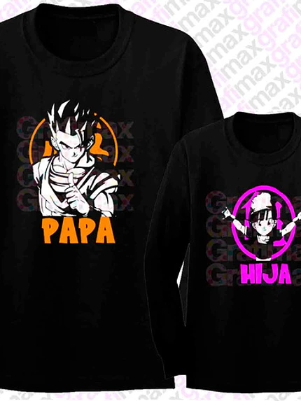Pack Polera Ml Gohan Pan Papá E Hija Anime Familia Grafimax 3