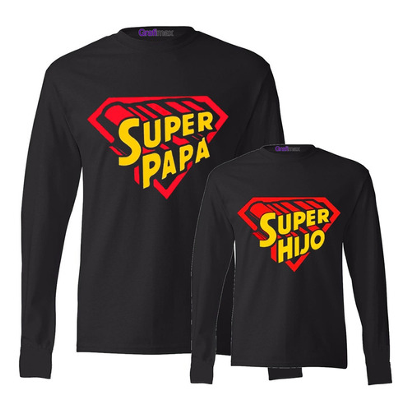 Pack Polera Ml Super Papá Hijo Dia Padre Familia Grafimax 1