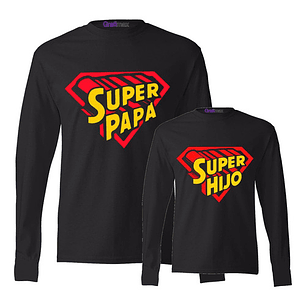 Pack Polera Ml Super Papá Hijo Dia Padre Familia Grafimax