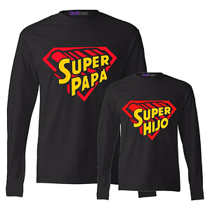 Pack Polera Ml Super Papá Hijo Dia Padre Familia Grafimax