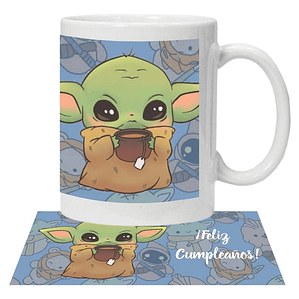 Tazón Feliz Cumpleaños Baby Yoda Personalizado Grafimax