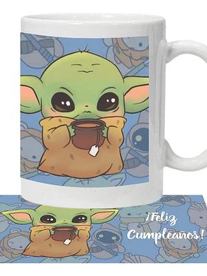 Tazón Feliz Cumpleaños Baby Yoda Personalizado Grafimax