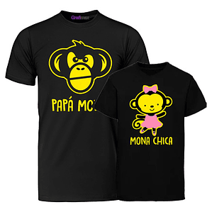 Pack Polera Papá Mono Mona Chica Papá Hija Familia Grafimax