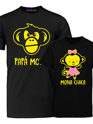 Pack Polera Papá Mono Mona Chica Papá Hija Familia Grafimax
