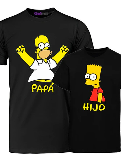 Pack Polera Bart Y Homero Papá E Hijo Simpsons -Grafimax 1