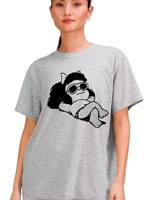 Polera Mafalda Oversize Gris Mujer Mamá Regalo Sol Grafimax