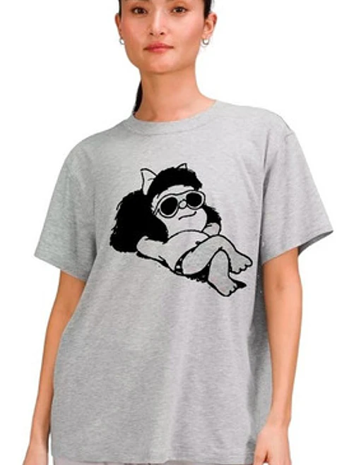 Polera Mafalda Oversize Gris Mujer Mamá Regalo Sol Grafimax 1