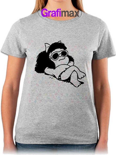 Polera Mafalda Oversize Gris Mujer Mamá Regalo Sol Grafimax 2
