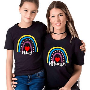 Pack Polera Mamá E Hija Bestie Arcoí­Ris Familia Grafimax