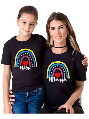 Pack Polera Mamá E Hija Bestie Arcoí­Ris Familia Grafimax