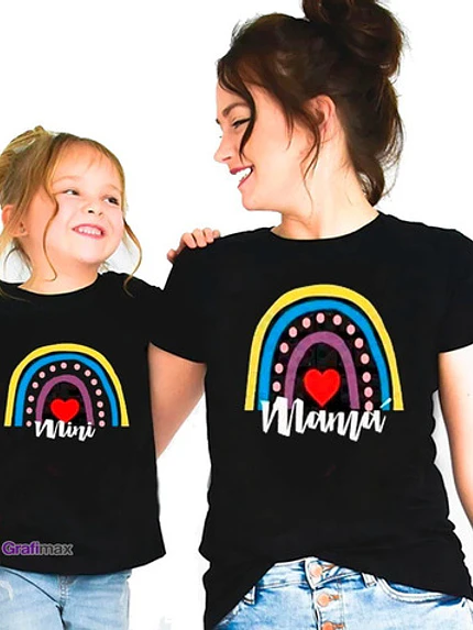 Pack Polera Mamá E Hija Bestie Arcoí­Ris Familia Grafimax 2