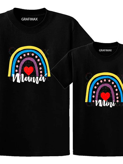 Pack Polera Mamá E Hija Bestie Arcoí­Ris Familia Grafimax 3