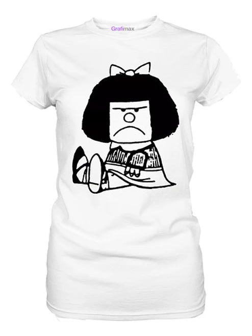 Polera Mafalda Oversize Gris Mujer Mamá Regalo Ungrygrafimax 4
