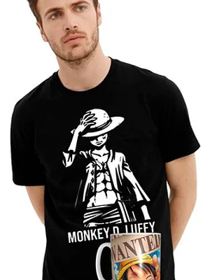 Polera One Piece Monkey D. Luffy + Tazón Anime Grafimax
