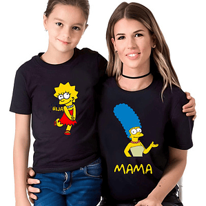 Polera Pack Mamá E Hija Diseños Familia Simpsons Grafimax