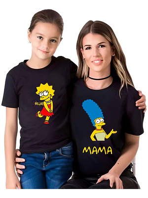 Polera Pack Mamá E Hija Diseños Familia Simpsons Grafimax