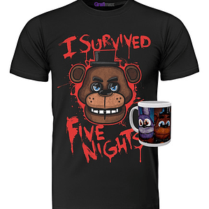 Polera Five Nights At Freddy'S Five Nigths + Tazón Grafimax