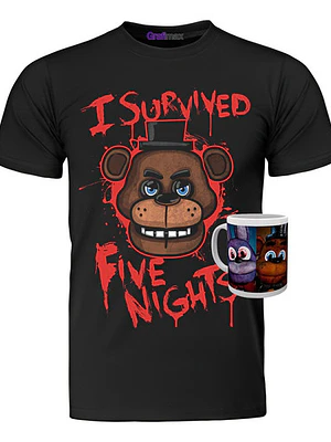 Polera Five Nights At Freddy'S Five Nigths + Tazón Grafimax