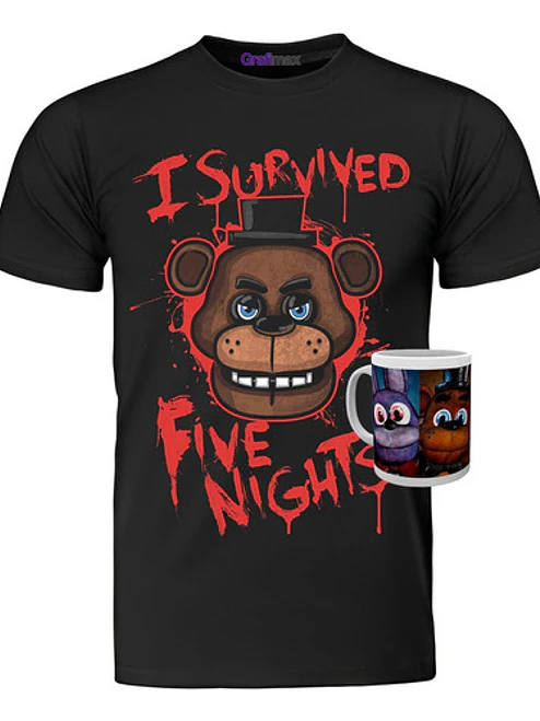 Polera Five Nights At Freddy'S Five Nigths + Tazón Grafimax 1