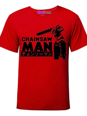 Polera Chainsaw Man Anime Manga Red Rojo Grafimax