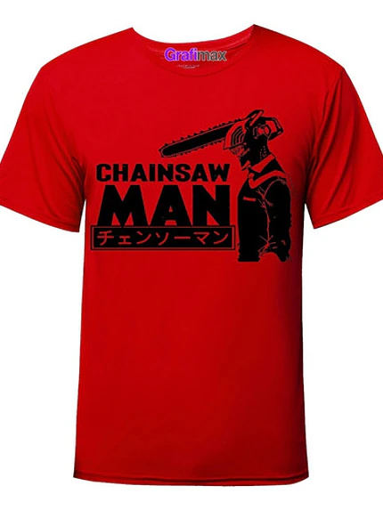 Polera Chainsaw Man Anime Manga Red Rojo Grafimax 1