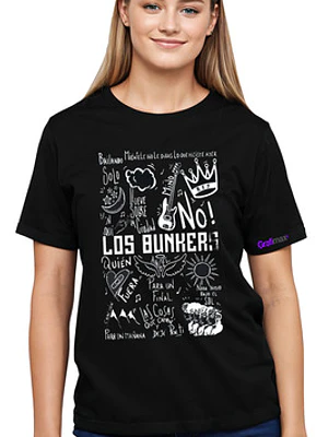 Polera Los Bunkers Banda Míºsica Doble Estampado Grafimax