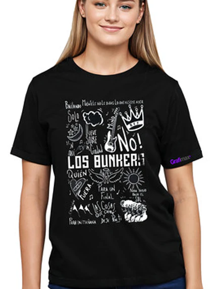 Polera Los Bunkers Banda Míºsica Doble Estampado Grafimax 1