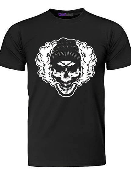 Polera Calavera Skull Smoke Vinilo Grafimax 1