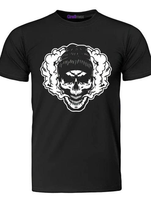 Polera Calavera Skull Smoke Vinilo Grafimax 1