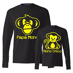 Pack Polera Ml Papá Mono Mono Y Chico Papá E Hijos Grafimax