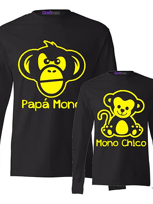 Pack Polera Ml Papá Mono Mono Y Chico Papá E Hijos - Grafimax