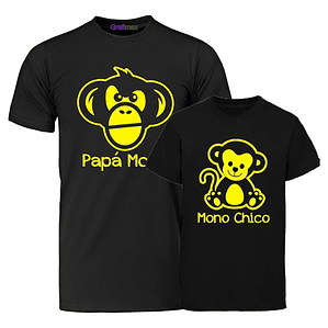 Pack Polera Papá Mono E Chico Papá Y Hijo Familia Grafimax