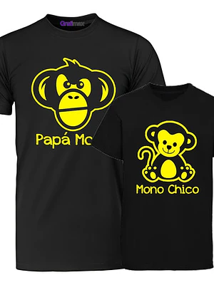 Pack Polera Papá Mono E Chico Papá Y Hijo Familia Grafimax