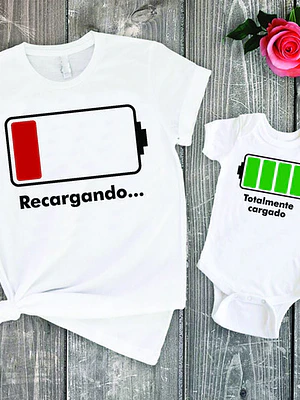 Pack Polera Mamá Hijo O Hija Cargando Bateria Grafimax