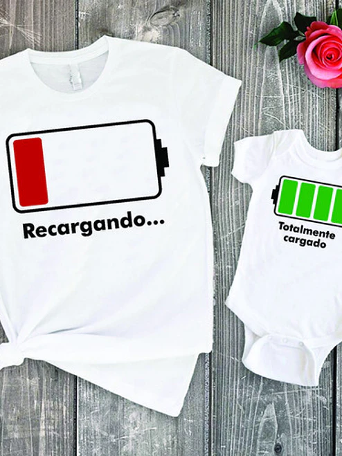 Pack Polera Mamá Hijo O Hija Cargando Bateria Grafimax 1