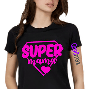 Polera Super Mamá Rosa Familia Dí­A De La Madre Grafimax