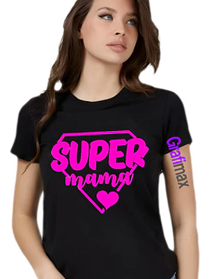 Polera Super Mamá Rosa Familia Dí­A De La Madre Grafimax