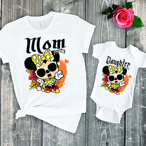 Pack Polera Mamá E Hija Mom Minnie Hija Familia Grafimax