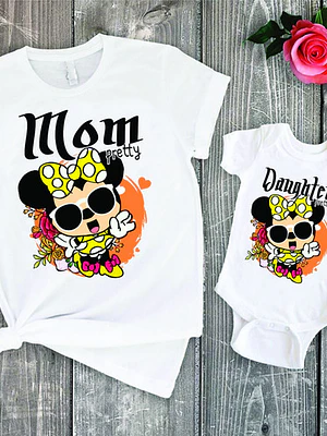 Pack Polera Mamá E Hija Mom Minnie Hija Familia Grafimax