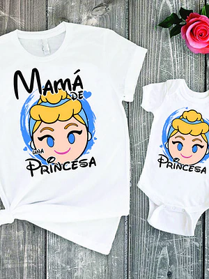 Pack Polera Mamá E Hija Princesa Cenicienta Familia Grafimax