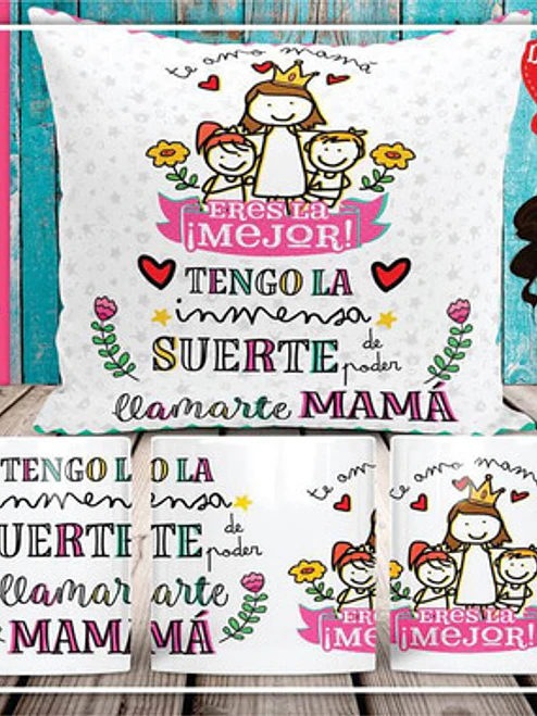 Pack Dí­A De La Madre Cojí­N + Tazón Regalos Mamá Grafimax 2