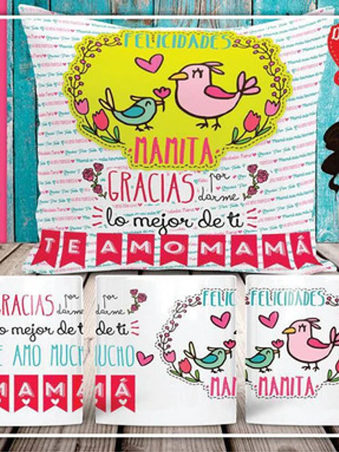 Pack Dí­A De La Madre Cojí­N + Tazón Regalos Mamá Grafimax 5