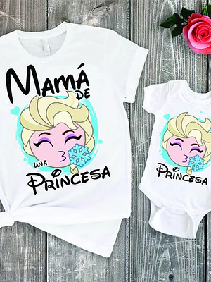 Pack Polera Mamá E Hija Princesa Elsa Grafimax