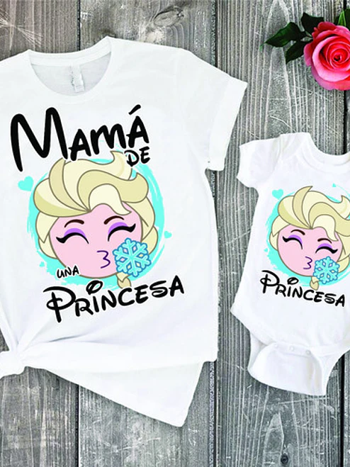 Pack Polera Mamá E Hija Princesa Elsa Grafimax 1