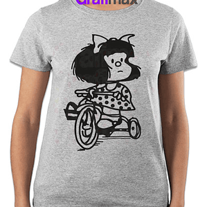 Polera Mafalda Oversize Gris Mamá Regalo Bici Grafimax